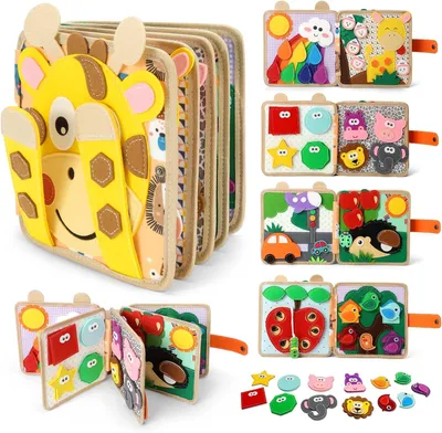 Productafbeelding van Busy Board vanaf 1 jaar - Montessori-speelgoed - Babyspeelgoed - Babyboeken - Zacht vilt - Motoriekspeelgoed - Educatief speelgoed