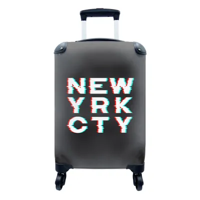 Produktbild von MuchoWow® Koffer Handgepäck Trolley Rollkoffer Kleine Reisekoffer mit 4 Rollen - New York - Rot - Blau - Cabin Size < 55x40x23 cm & 55x40x20 cm - Fotokoffer - Kabinenkoffer - Boardgepäck - Reise-Box - Reisekoffer - Reisegepäck - Koffer mit Bild - Trolley für Kinder