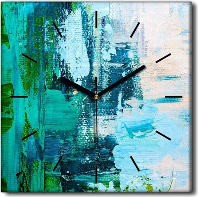 Produktbild von Coloray Uhr auf Leinwand 30x30 cm Wand Uhr Dekoration Wohnzimmer Segeltuch schwarze Hände -Abstraktion Kunstkunst