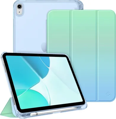 Produktbild von Fintie Hülle für iPad (A16) 11 Generation 11 Zoll 2025, iPad 10 Generation 10.9 Zoll 2022 mit Stifthalter - ultradünne leichte Schutzhülle mit transparenter Rückseite, Auto Schlaf/Wach, Meeres Ombre