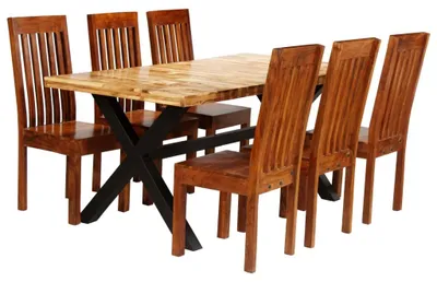 Productafbeelding van Eettafelset - Eetkamerset - Keukentafelset - Zitgroep - Tafel en Stoelen - Massief en Mangohout