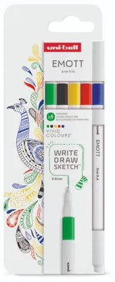 Productafbeelding van Fineliner "Emott Vivid", 5 verschillende kleuren, 0,4 mm, UNI 302422267