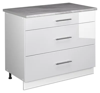 Imagen del producto de Mueble bajo de cocina Vicco Fame-Line Blanco alto brillo/Blanco 100 cm, ET Mármol, Model 62002