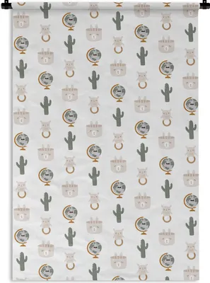 Produktbild von MuchoWow® Wandteppich Wandbehang Illustrationen - Grau - Muster 60x90 cm Tapisserie Dekoration Wandtuch - Foto-Teppich - Abwaschbar