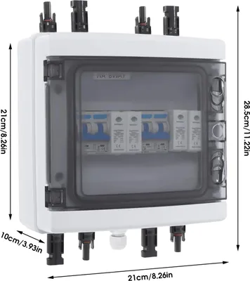 Produktbild von Solar Combiner Box - PV String-Sammelbox - 1000 V Isolationsspannung - IP65 - IK10 Schlagfest - 21×10×21 cm