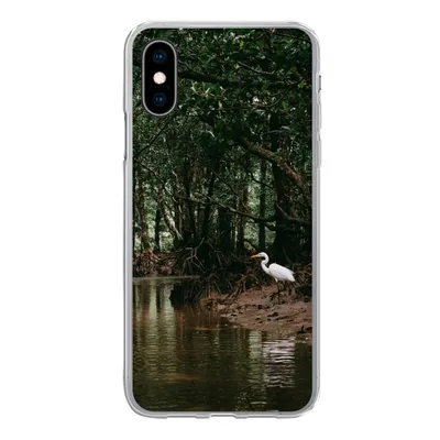 Produktbild von MuchoWow® Handyhülle Schutzhülle Hülle für iPhone X Reiher - Wald - See Silikon Softcase Handy Hülle - Handyhülle