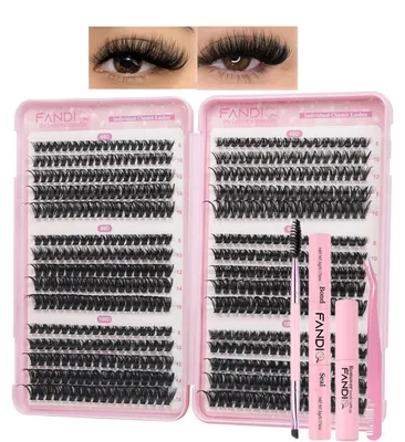 Produktbild von Cluster Lashes Kit Wispy Eyelashes 560PCS 60D 80D 100D DIY Eyelash Extension Kit Mix 8-16mm