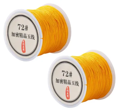 Produktbild von Nylonschnur - 0,8 mm x 50 m - Für Armbänder Perlen Auffädeln und Makramee - Goldgelb - 2 Rollen