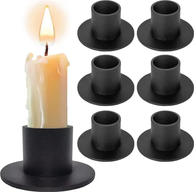 Produktbild von Schwarze Kerzenhalter - Set von 6 - Schmiedeeisen - Für Stabkerzen