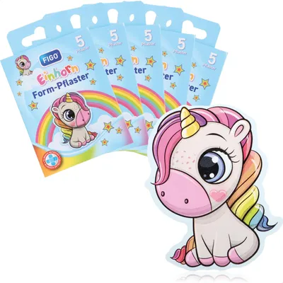 Produktbild von com-four® 25x Kinderpflaster - Bunte Pflaster-Strips mit Einhorn-Motiven