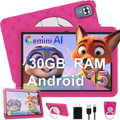 Produktbild von Kinder Tablet 10 Zoll Android 15, 30GB RAM, 64GB ROM, 2TB Erweiterbar, WiFi 6, Widevine L1, 6000mAh, Kindersicherung, OTG