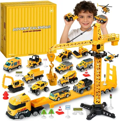 Productafbeelding van Adventskalender auto 2026 bouwvoertuigset van legering - 24 verschillende speelgoedauto's - Voertuigspeelgoed