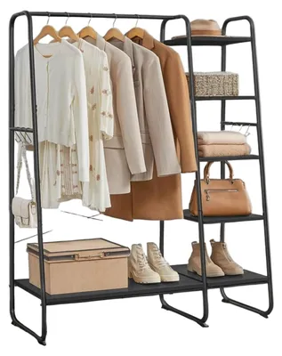 Obrázok produktu pre Stojan na oblečenie s priečkou – Organizér do šatníka – Čierna farba – Nosnosť 220 kg – Rozmery 45 x 120 x 160 cm