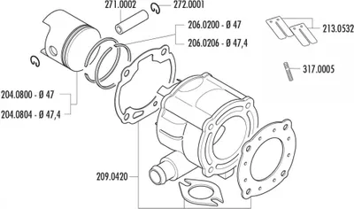 Immagine prodotto di Kit pistoni Polini Sport, 70 cc, 47 mm, compatibile con Aprilia SR 50 Sport LC