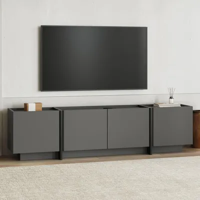 Produktbild von Skye Decor, Hochwertiger TV-Ständer, Anthrazit & Schwarz, 180 x 46 x 35 cm | 100% melaminbeschichtete Spanplatte, 18 mm dick | Mit Soft-Close-Scharnieren, Modernes Design.