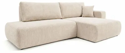 Produktbild von VENASI Ecksofa mit Schlaffunktion SOHO, Beige Cordstoff, Ottomane Rechts