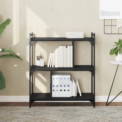 Obrázek produktu pro Maison Exclusive - Knihovna 3 police Černá 76x32x88 cm Dřevěný materiál