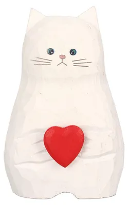 Imagen del producto de Estatua de gato, jarra para flores, color blanco, hecha a mano, de madera con textura, ideal para amantes de los regalos de Acción de Gracias