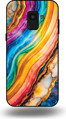 Produktbild von Smartphonica Telefon Fall geeignet für Samsung Galaxy A8 2018 mit Regenbogen Gold Marmor Print - TPU Backcover Fall Regenbogen Gold Marmor Design