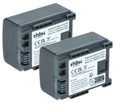 Produktbild von vhbw 2x Akku kompatibel mit Canon Legria FS46, FS37, FS406, HF100, HF11 HD, FS405, HF10 Videokamera Camcorder (800 mAh, 7,2 V, Li-Ion) + Infochip