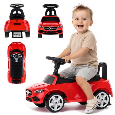 Obrázek produktu pro Dětské odrážedlo auto s opěradlem s funkcí hudby od 12 měsíců Mercedes C-Class červená