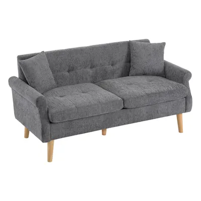 Produktbild von Merax 2-Sitzer Doppelsofa mit dicken Kissen, Holzbeinen und Armlehne, 162x74x77 cm, Polstersofa Sofa aus Chenille-Stoff für Wohnzimmer/Schlafzimmer