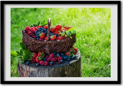 Produktbild von Bild - Bilder - Bilderrahmen - 70 cm x 50 cm - MDF-Rahmen, Wandkunst Waldobstkorb