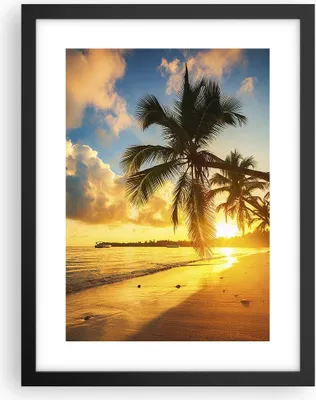Produktbild von Gerahmtes Poster - Schwarzer Rahmen - Meer Strand Palme - 30x40 cm - Wand Bild - Wanddeko - Wandbilder - Kunstposter - Wandposter - Bilderrahmen - Bilder - Kunstdruck - Wandbild - P2BPA30x40-3922