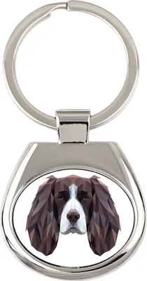 Immagine prodotto di English Springer Spaniel - portachiavi geometrico con foto e scritta Art-Dog
