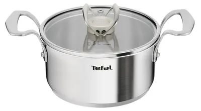 Image de Casserole Tefal Extreme en acier inoxydable avec couvercle, compatible induction, 18 cm