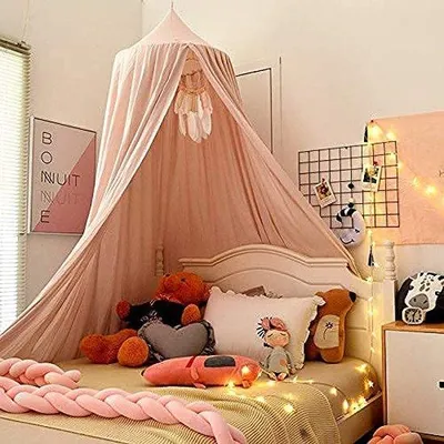 Immagine prodotto di Lettino in cotone, con tettuccio arrotondato, rosa, per la cameretta dei bambini
