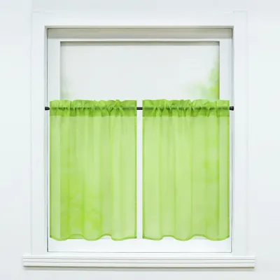 Produktbild von Joyswahl 2er Set Scheibengardine, Voile Bistrogardine mit Tunnelzug Küchengardinen, Uni transparent, Grün BxH 76x92cm