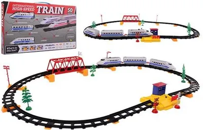 Image de Johntoy Train à grande vitesse Jouet 50 pièces électrique bleu