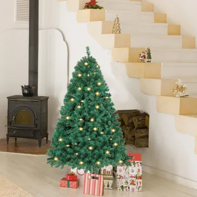 Zdjęcie produktu dla Sztuczne drzewko bożonarodzeniowe Bettizia, 120 cm, z 340 igłami PVC, 150 ciepłobiałymi diodami LED i metalową podstawą. Drzewko choinkowe