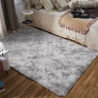 Immagine prodotto di Tappeto shag a pelo lungo, morbido, grigio e bianco, 80 x 120 cm