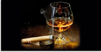 Produktbild von ARTland Glasbild Zigarre und Cognac Größe: 100x50 cm