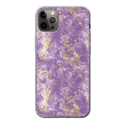 Produktbild von MuchoWow® Handyhülle Schutzhülle Hülle für iPhone 13 Pro Max Marmor - Lila - Gold - Muster Silikon Softcase Handy Hülle - Mobiltelefon