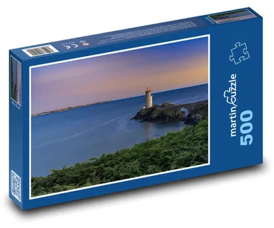 Produktbild von Puzzle 500 Leuchtturm auf Klippe in der Dämmerung - martinpuzzle