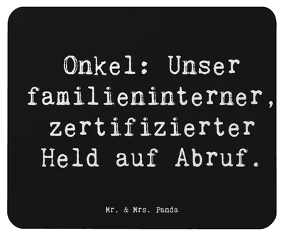 Produktbild von Mr. & Mrs. Panda Mouse Pad Spruch Onkel-Held - Schwarz - Geschenk, einzigartige Designs, mousematte, Familie, Ersatzvater, Mousepad, Mauspad, Familienmitglieder, Liebe