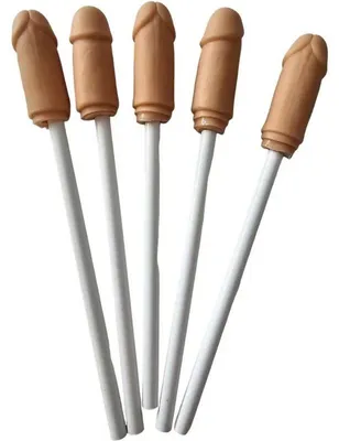 Image de 5 crayons avec pointe de pénis naturelle