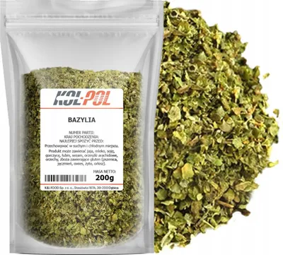 Zdjęcie produktu dla BAZYLIA 200g Suszona naturalna przyprawa aromatyczna wysoka jakość Kol-Pol