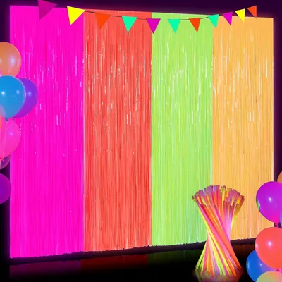Produktbild von Lametta Vorhang Regenbogenfarben, 4 Stück, 200 cm, Glitzer, für Partydeko