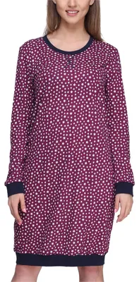 Image de Chemise de nuit pour femme Merry Style à manches longues en coton MS10-180 (bordeaux/étoiles, S)