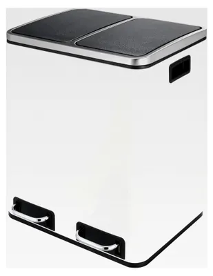 Produktbild von Mülleimer Küche 30L, Mülltrennsystem mit 2 Fächern, 2 x 15 Liter, Abfalleimer mit Softclose-Deckel, Weiß