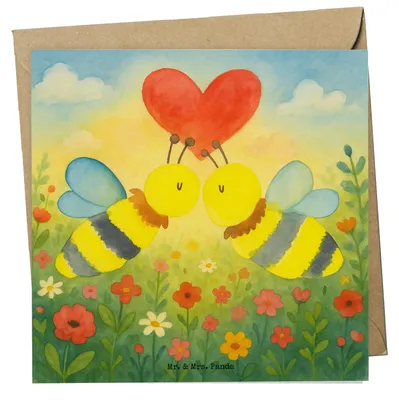 Produktbild von Mr. & Mrs. Panda Grußkarte Biene Liebe Design - Weiß - Geschenk, Klappkarte, Glückwunschkarte, doppelkarte, Hummel, anlasskarte, faltkarte