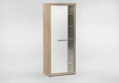 Produktbild von Vitrine Madryn 04, Farbe: Eiche Sonoma / Weiß - 195 x 80 x 40 cm (H x B x T)