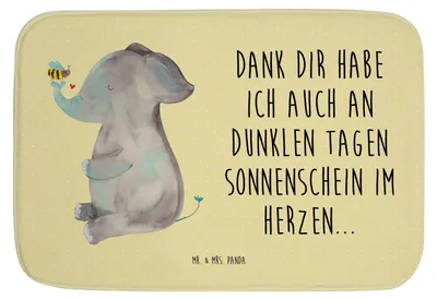 Produktbild von Mr. & Mrs. Panda Badematte Elefant Biene - Gelb Pastell - Geschenk, Lustige Sprüche, Badezimmerteppich, Badteppich, Badläufer, Heiratsantrag, duschmatte, Badvorleger