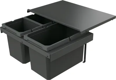 Produktbild von Naber 8013390 Abfallsammler Cox Stand-UP® 280 S/600-3 ohne Biodeckel, anthrazit, 30 (1x16/2x7) Liter / 60 cm Schrankbreite
