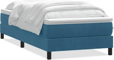 Zdjęcie produktu dla vidaXL Łóżko sprężynowe z materacem ciemnoniebieskie 80x220 cm aksamitne