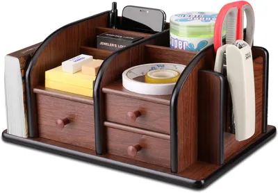Immagine prodotto di Organizzatore da scrivania con 3 cassetti, 3 scomparti, aspetto classico in legno